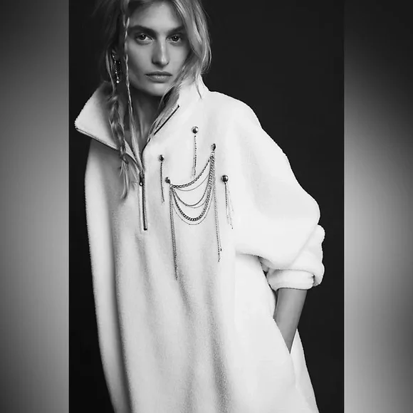 NWT FREE PEOPLE Coco Faux Sherpa Pullover | Lightening Bug MSRP $98 XS Oversized - Picture 2 of 9